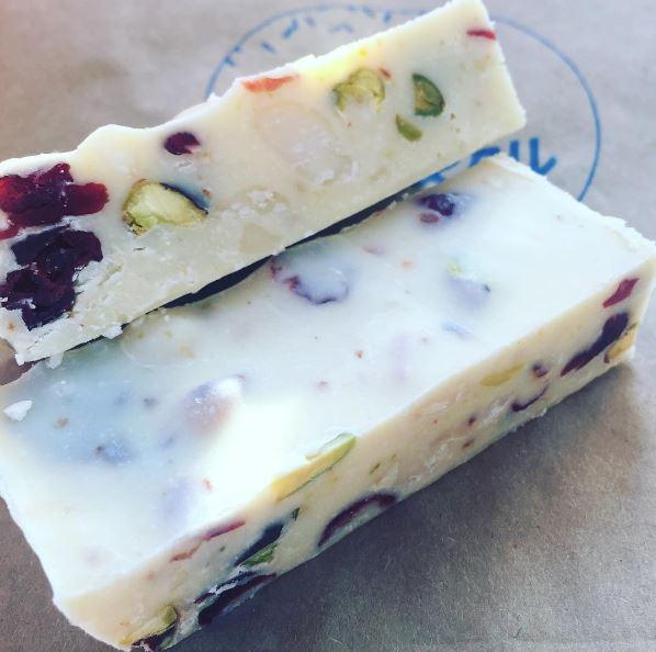 Cranberry Pistachio Macadamia Fudge