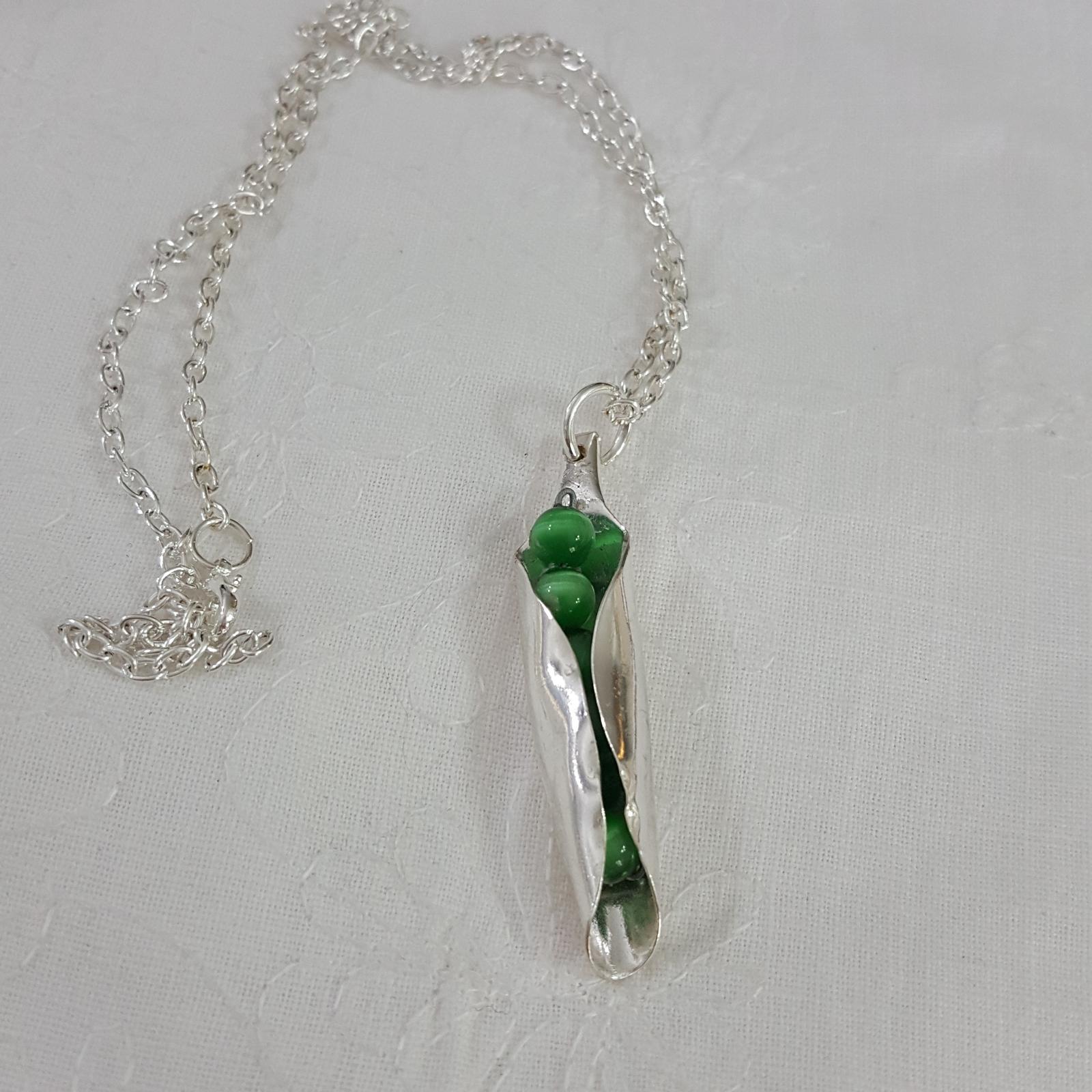 Pea pod spoon necklace