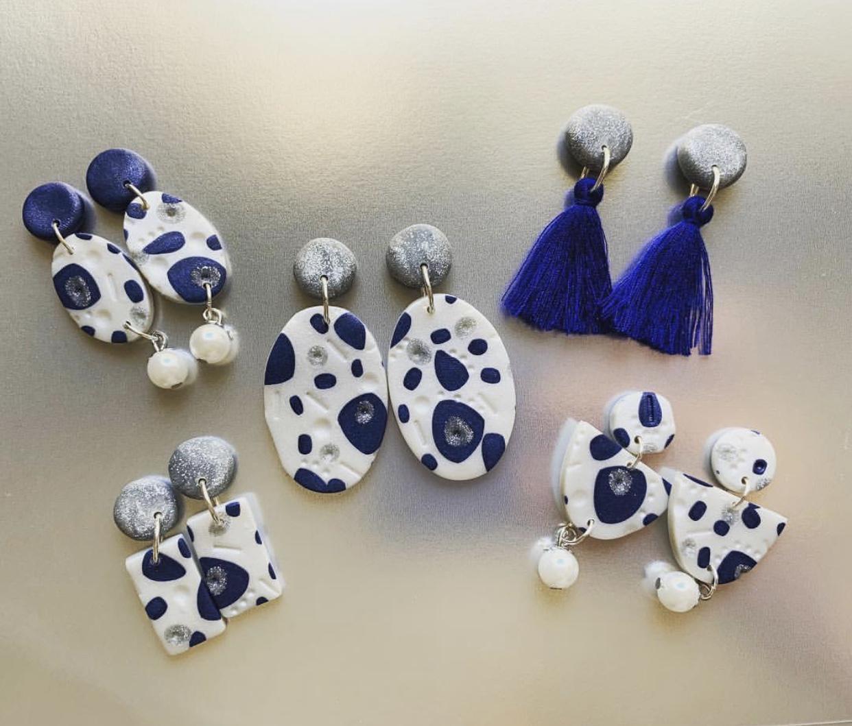 Pearl, polymer clay and tassel pieces