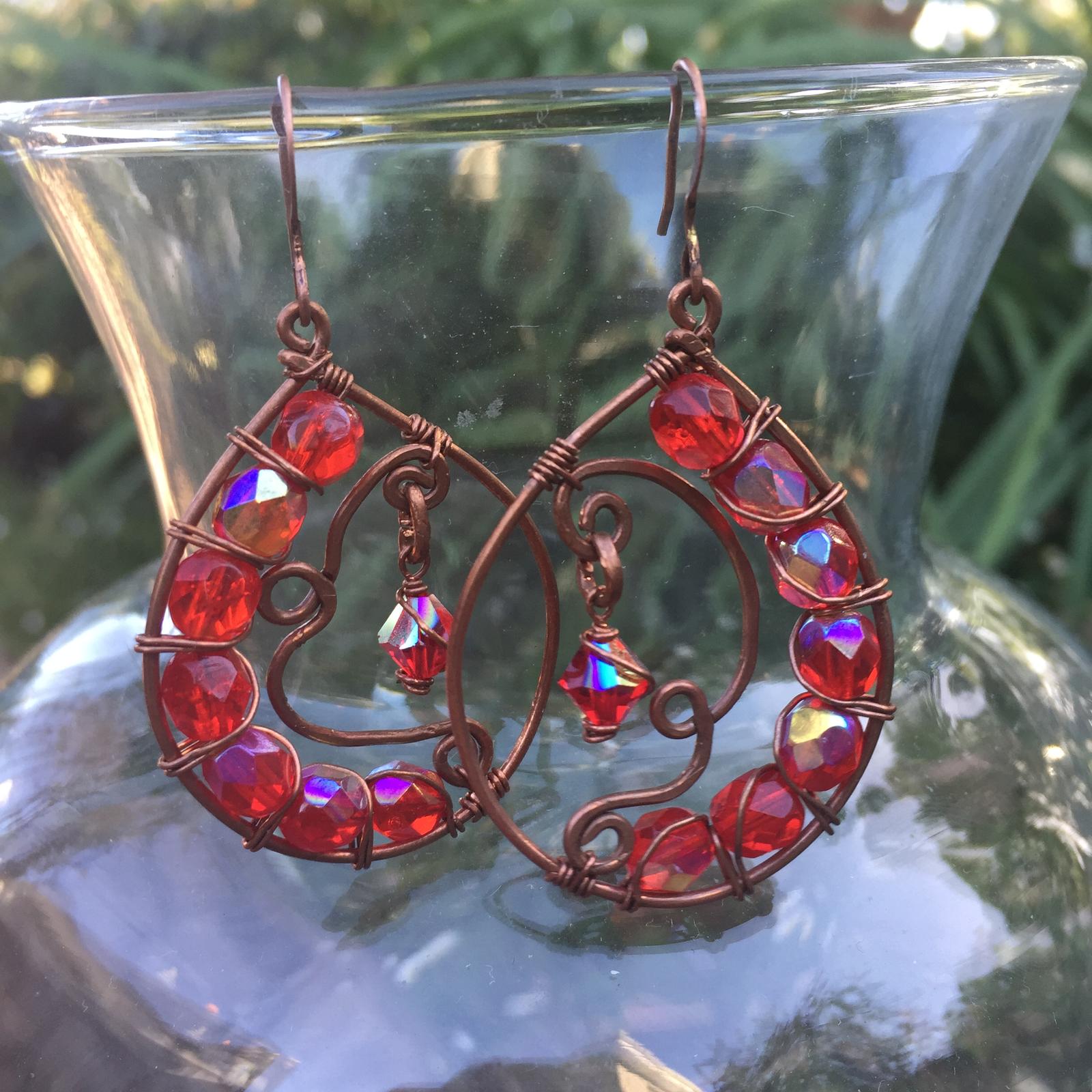 Red and Copper Earrings