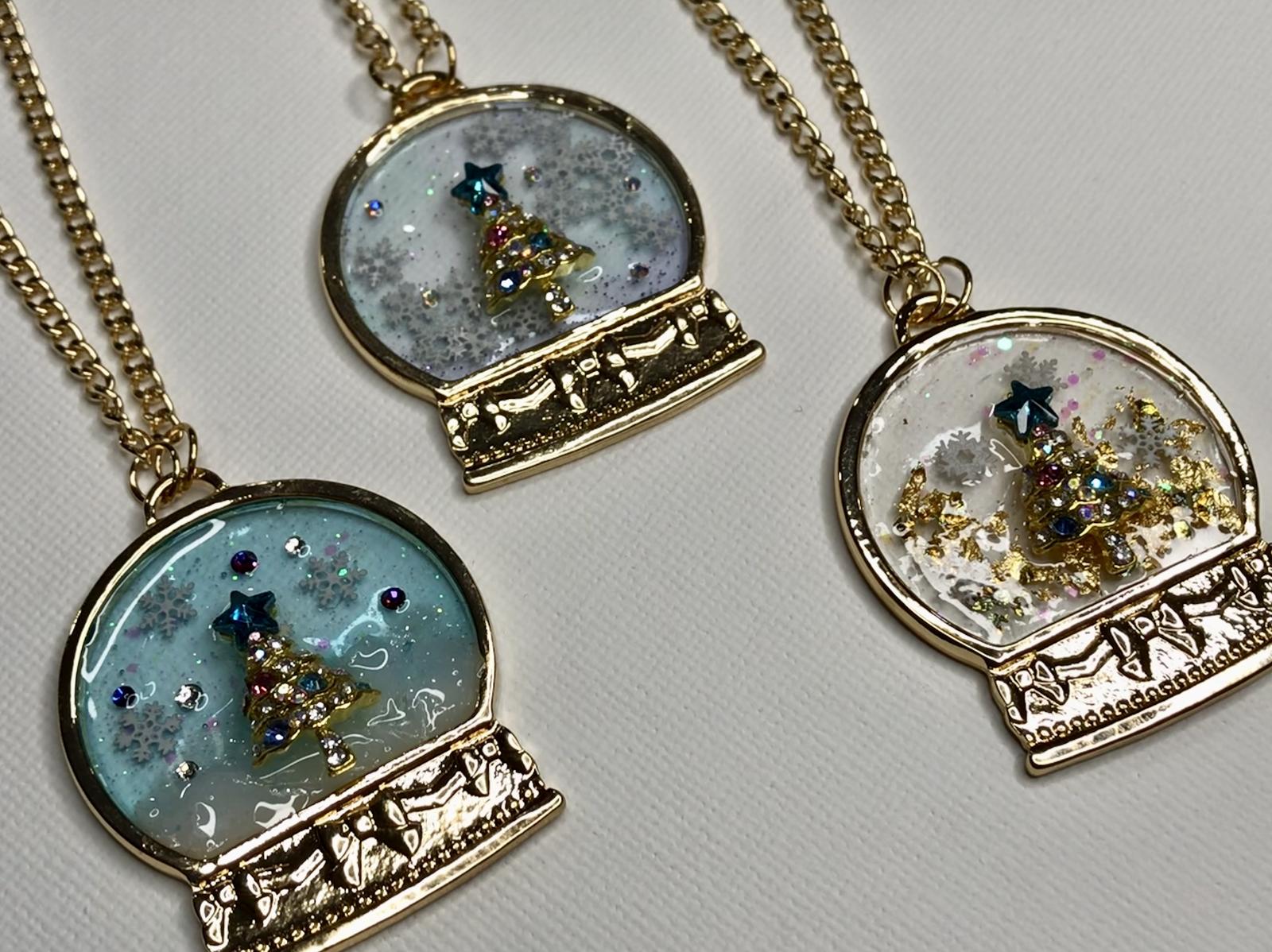 Christmas snow globe necklace