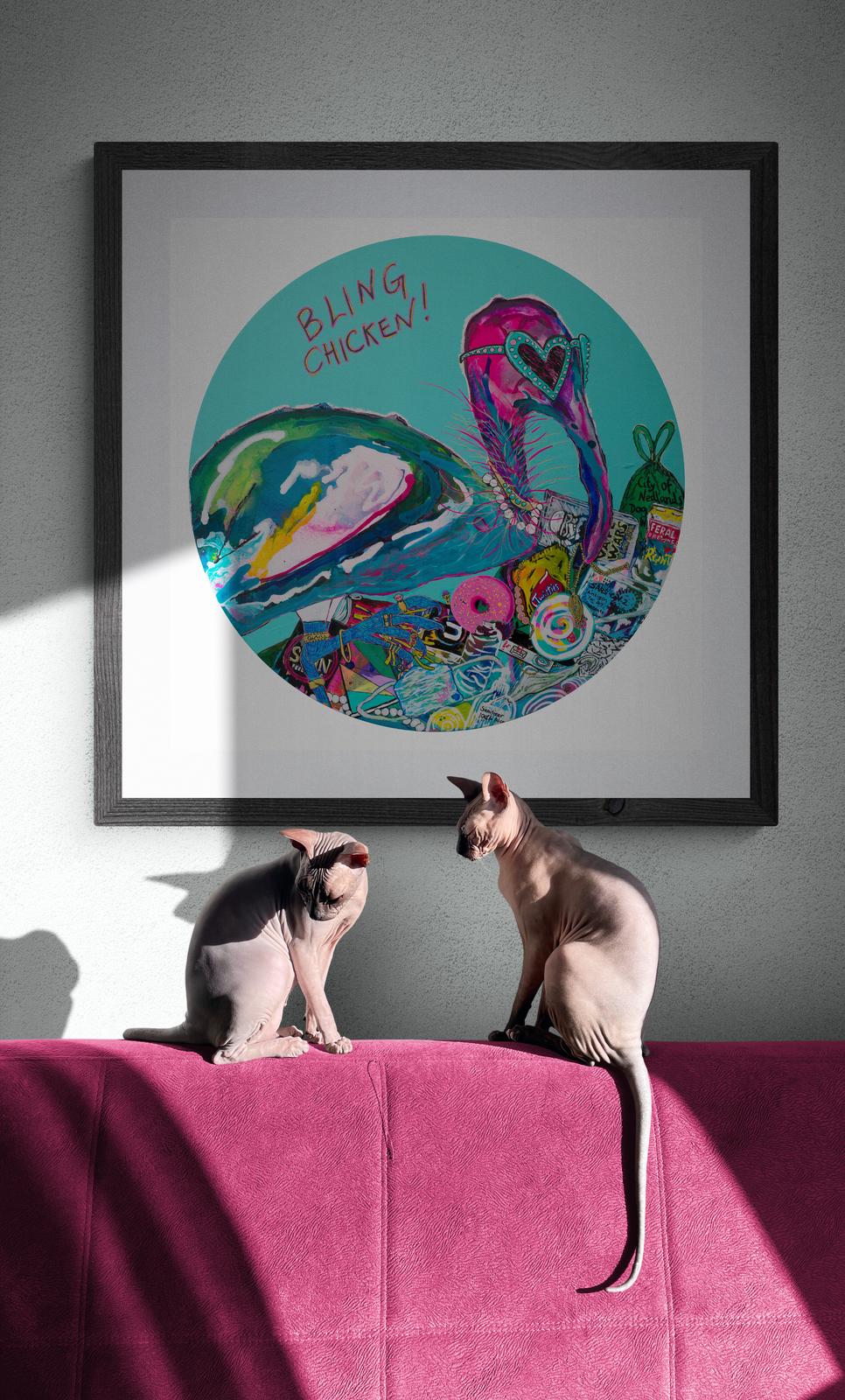 Bling Chicken with Sphinx cats