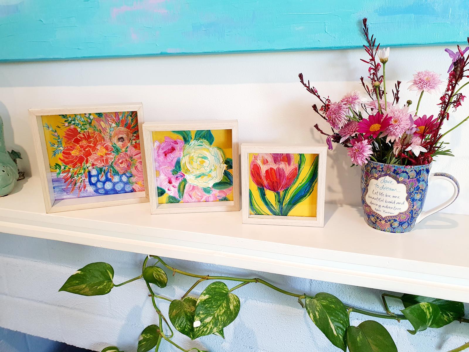 Small set of 3 Summer blooms paintings