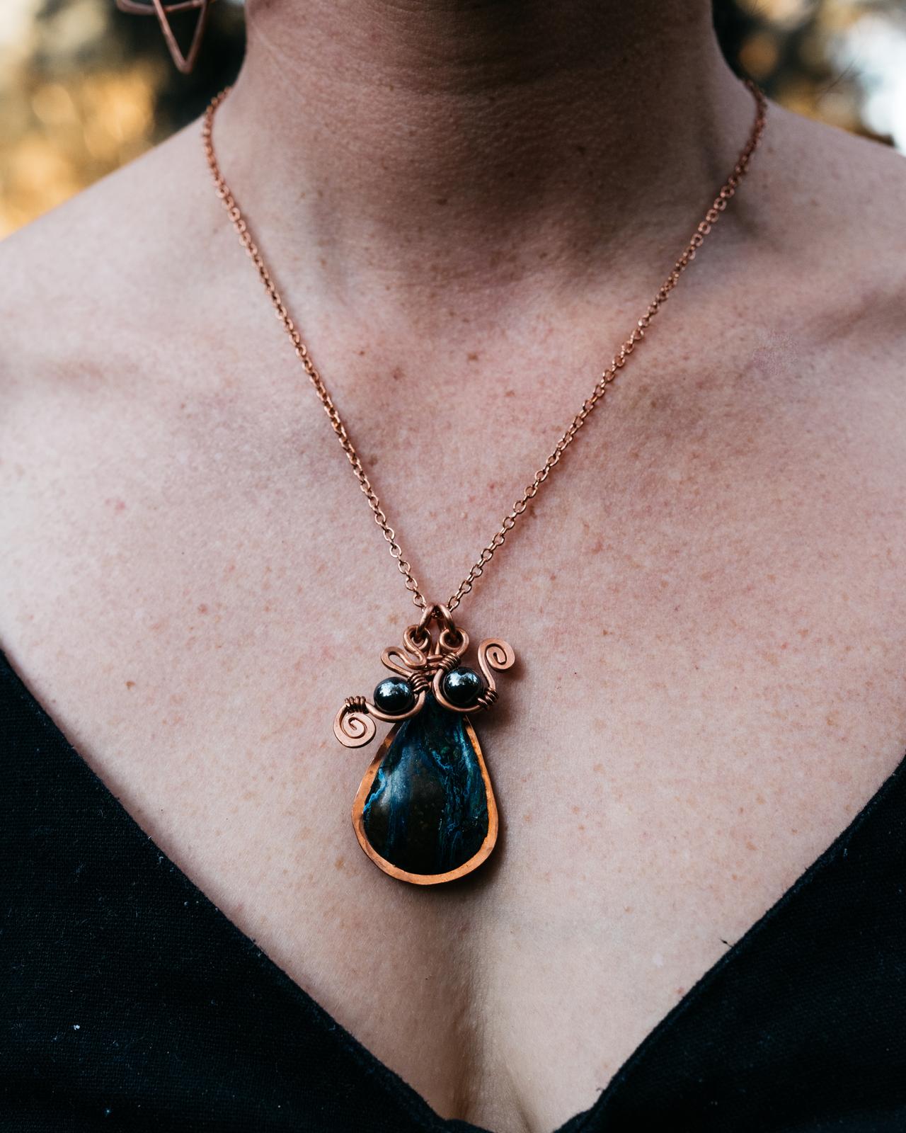 Azurite and Copper Pendant