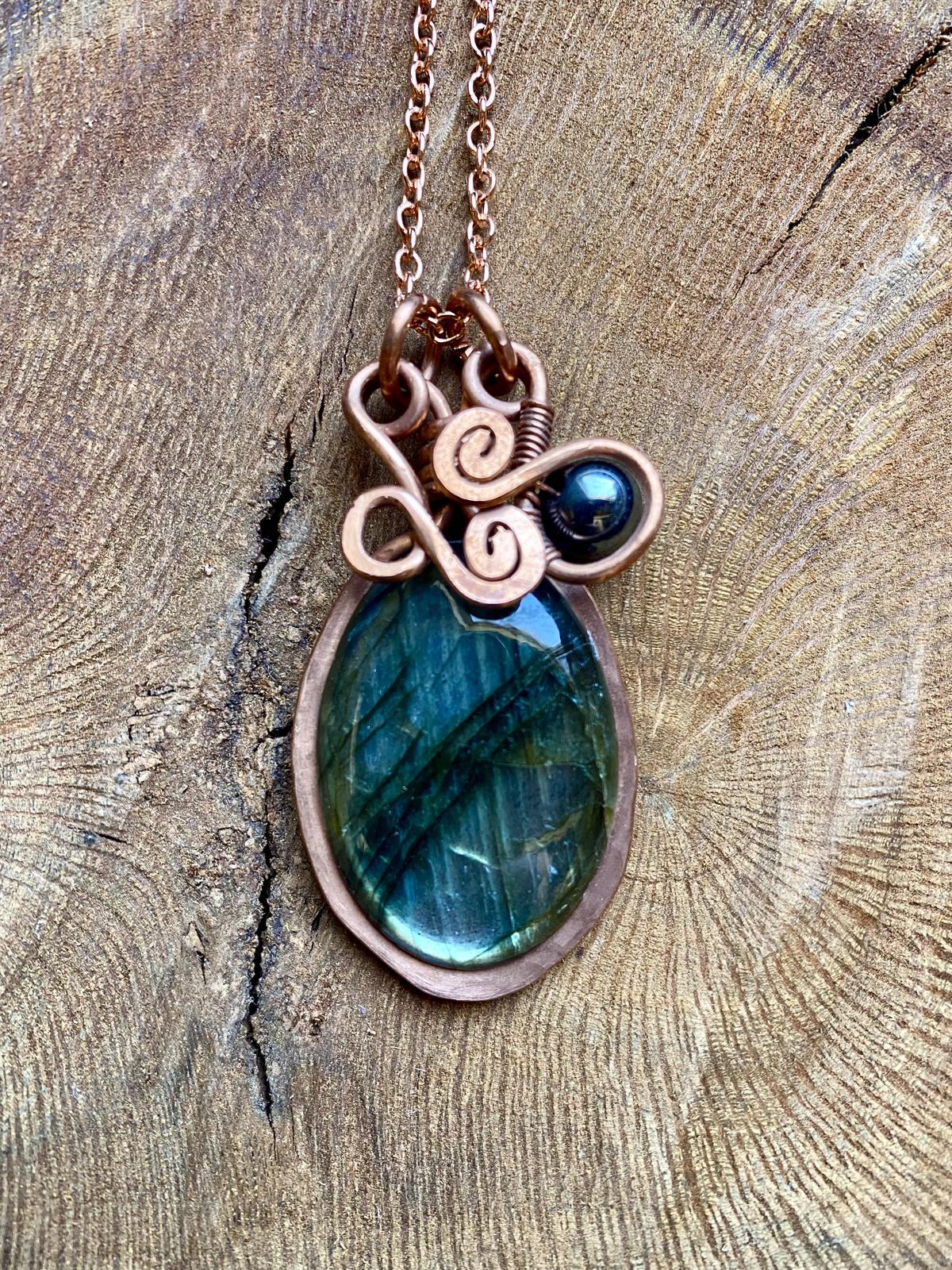 Labradorite in Copper Pendant