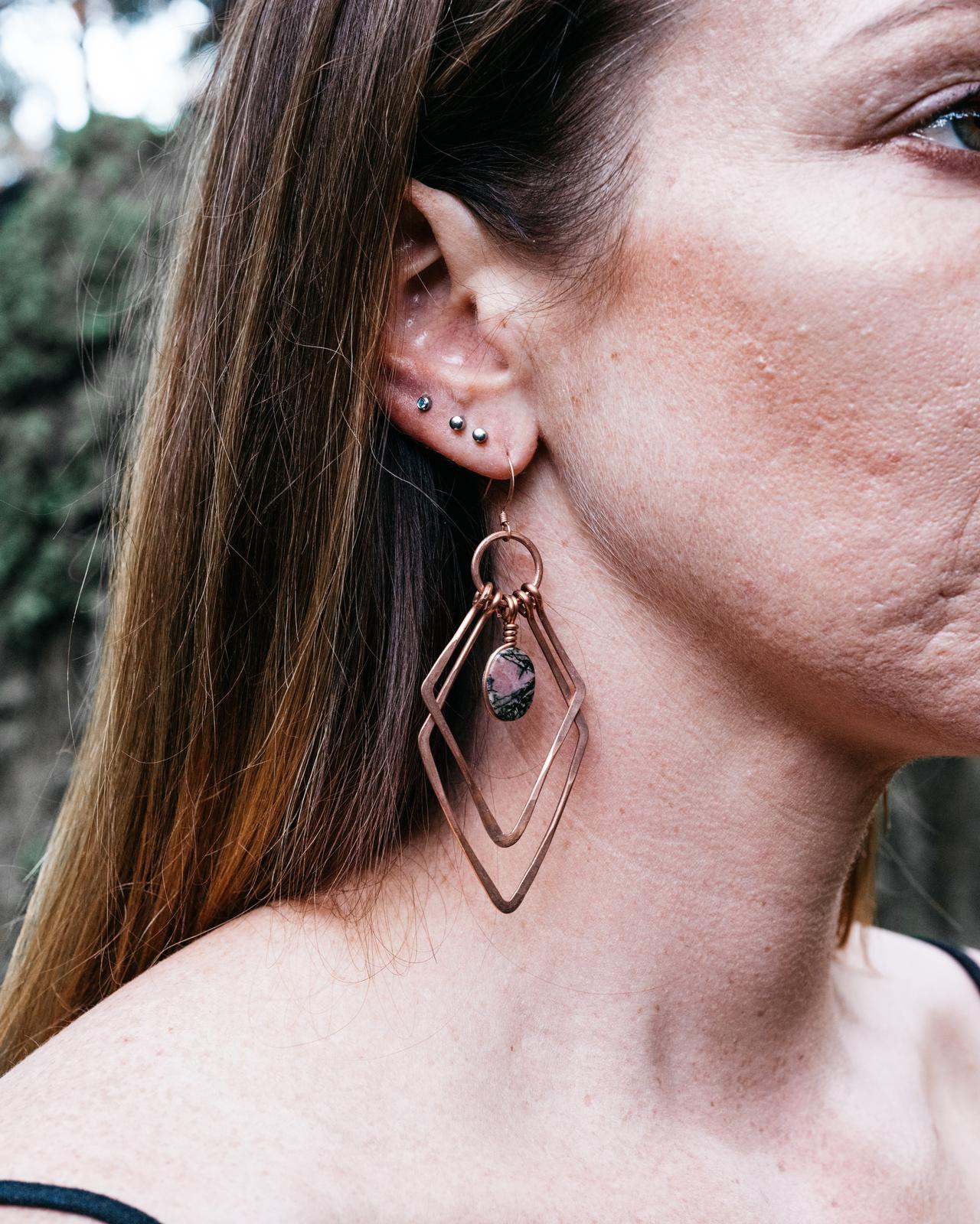 'Estrella' Geometric Copper Hoops