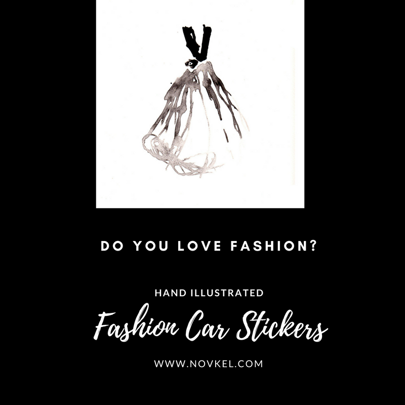 Evening gown hand illustrated car sticker