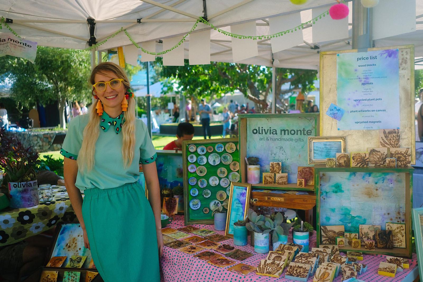 olivia monte artist and stall display
