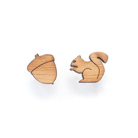Squirrel and acorn earrings