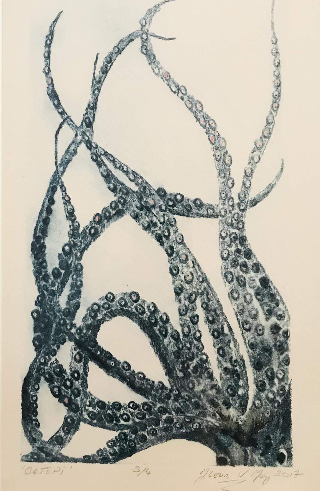 ‘Octopi” Dry point Etching. Hand pulled limited Editions.
