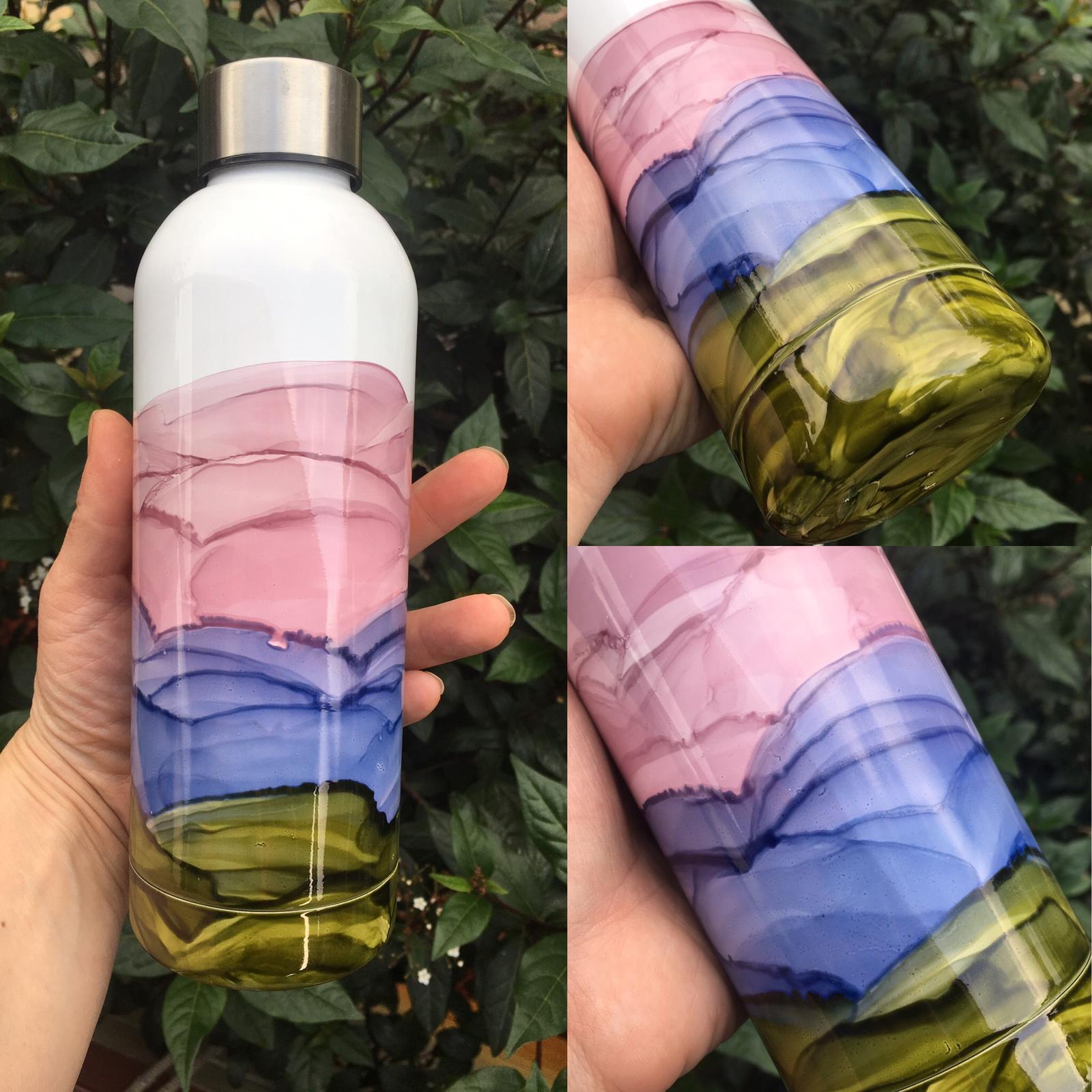 Alcohol Ink Painted water bottle