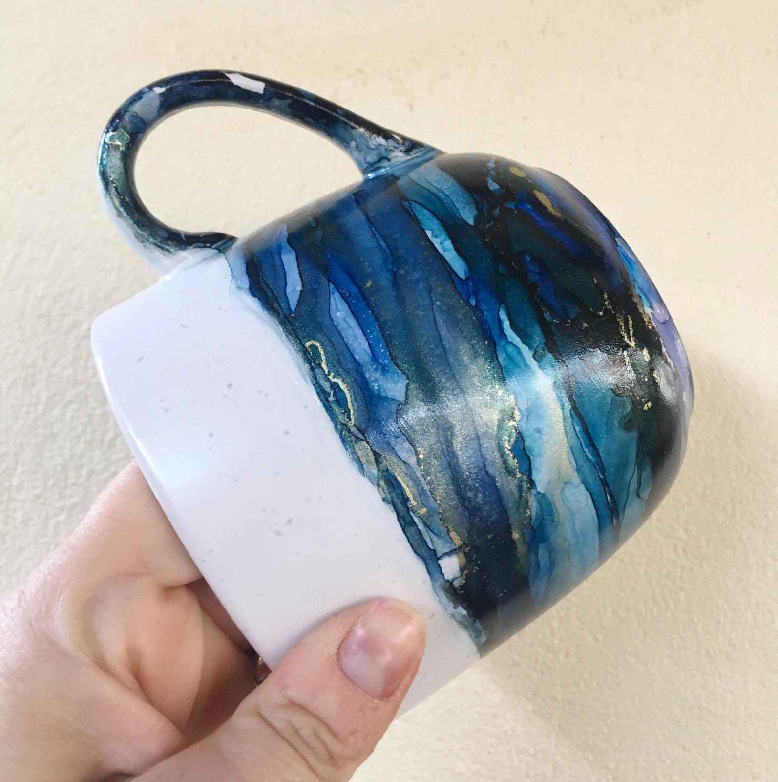 Alcohol ink mug - ocean series