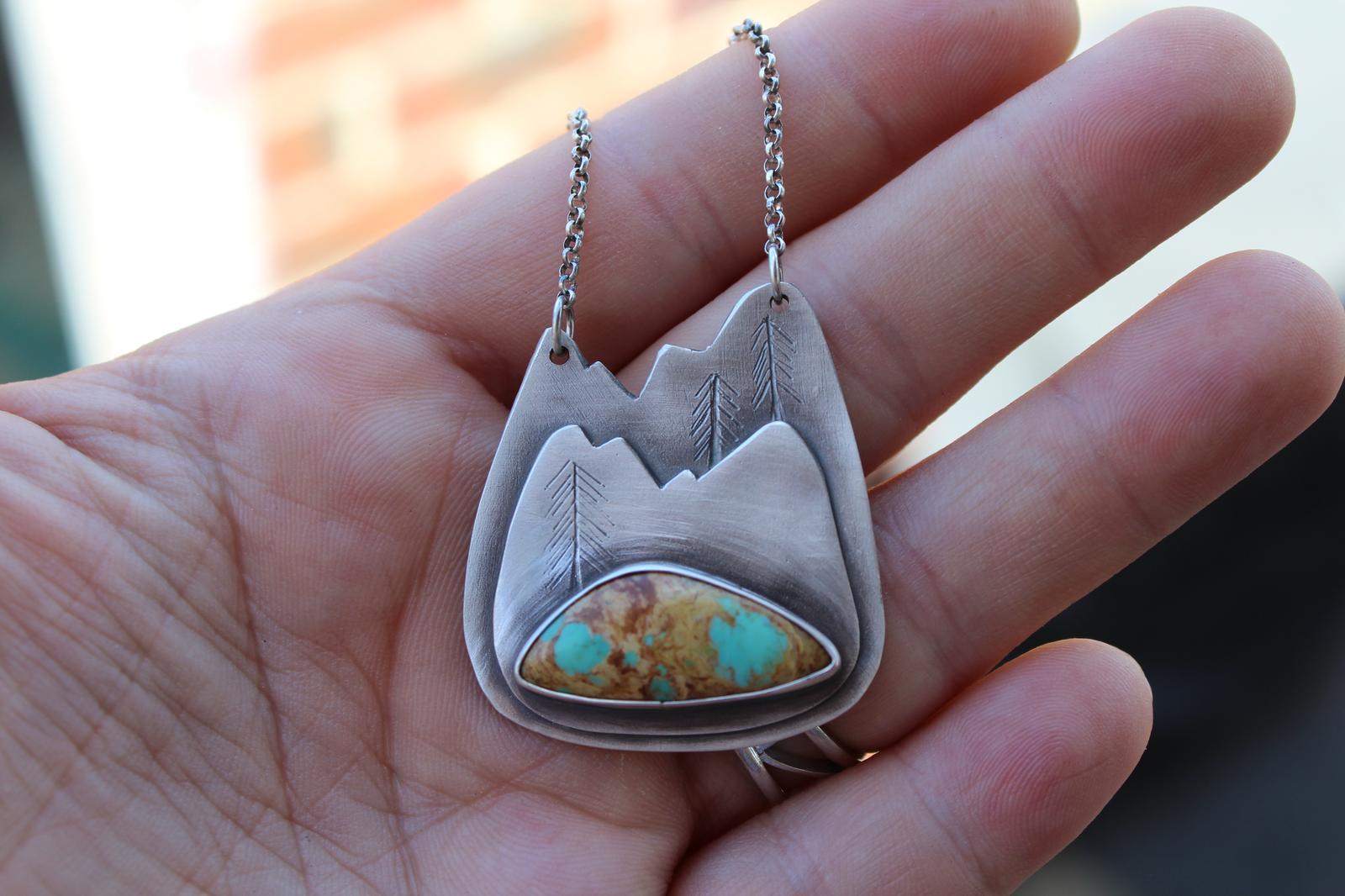 Mountain Necklace with Rising Phoenix Turquoise
