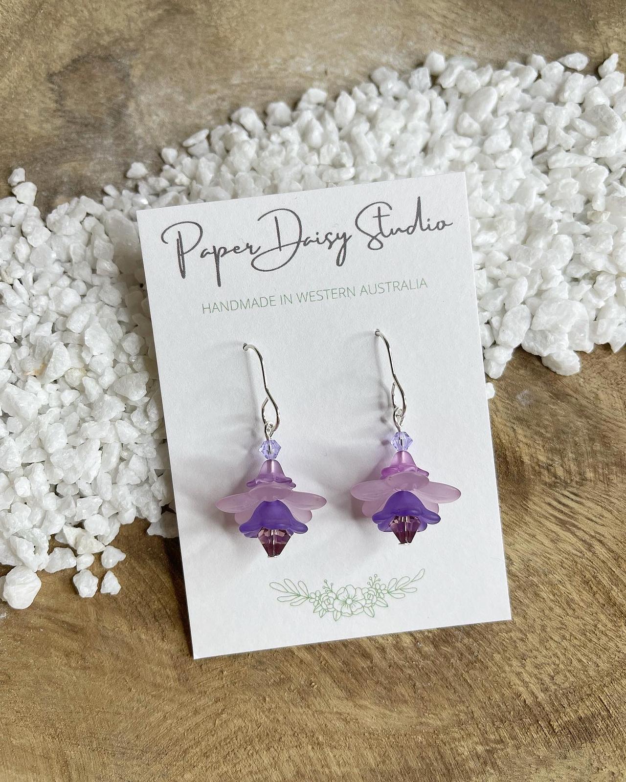 Lucite Purple Flower earrings