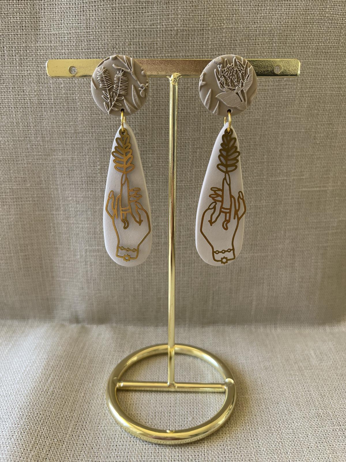 West Coast Sand and Wheat Native Floral Polymer Clay Earrings