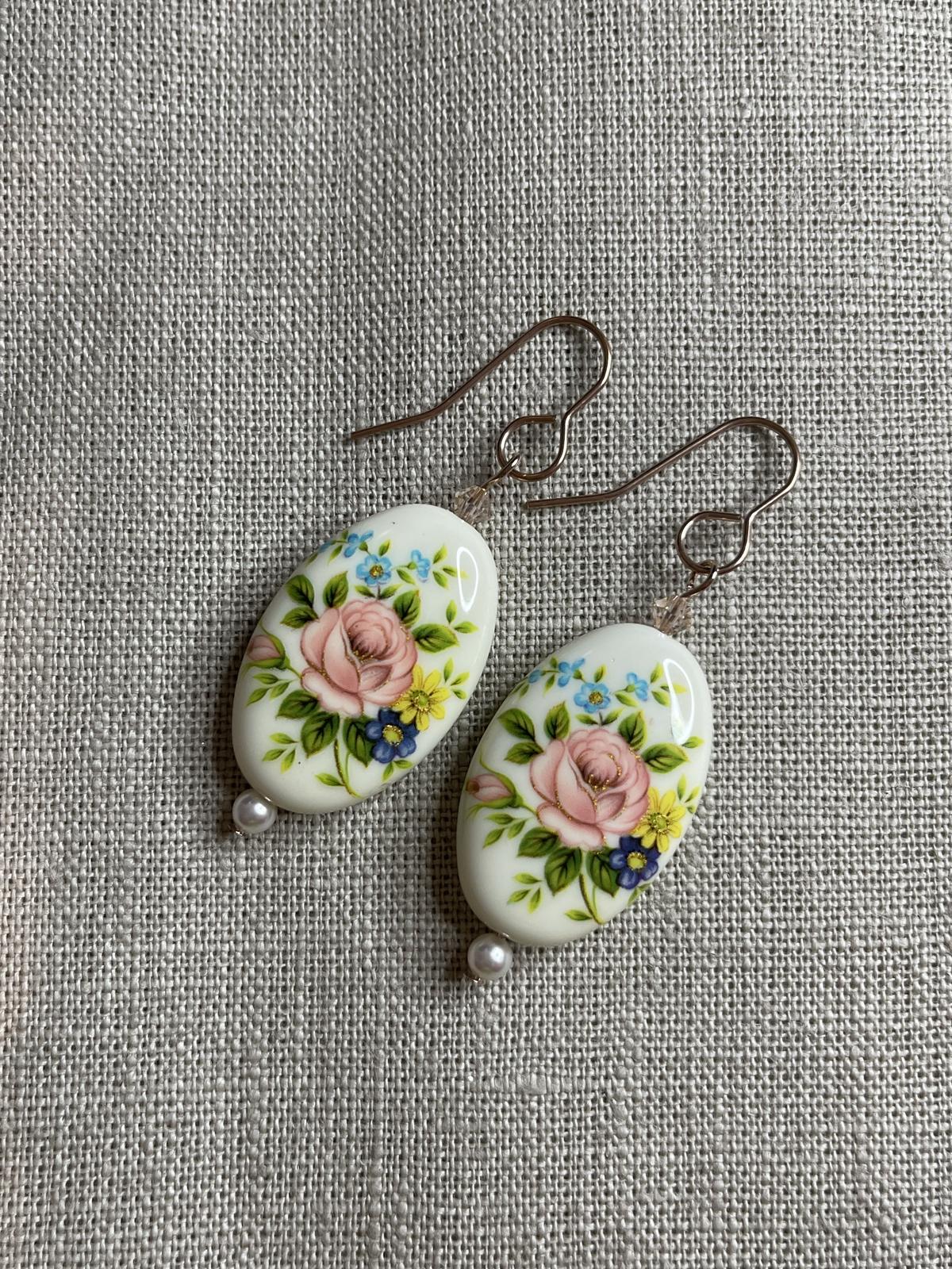 Japanese Tensha Bead Earrings with Swarovski Crystal Beads