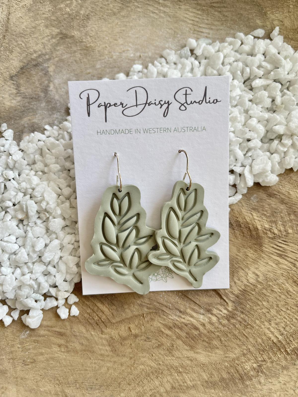 Eucalyptus Earrings (polymer clay)