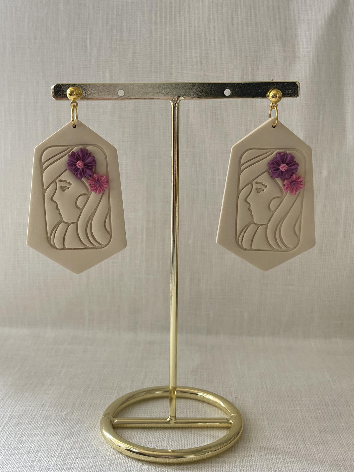 Flower Goddess Polymer Clay Earrings