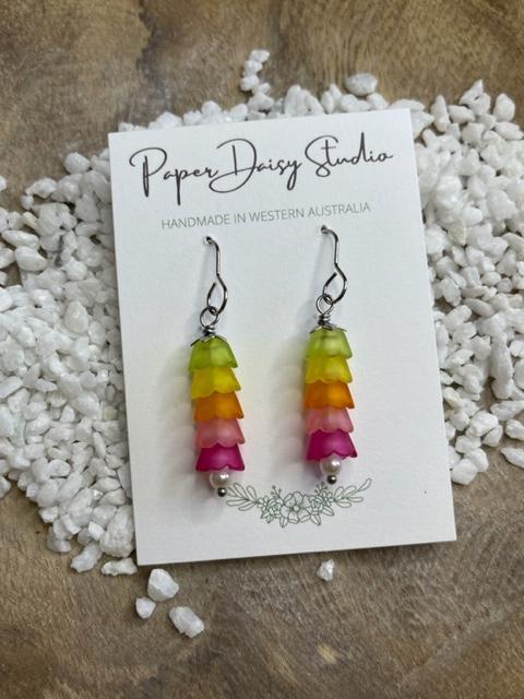 Rainbow tulip lucite earrings