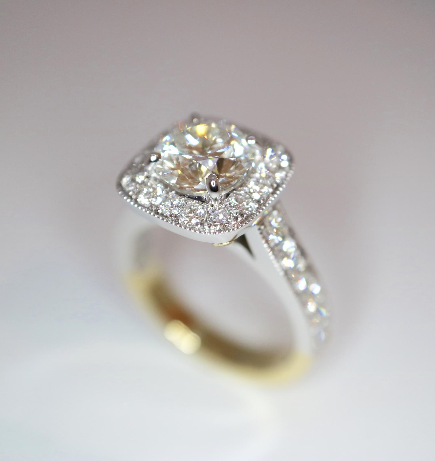1.8ct centre certified diamond with halo handmade at a fraction of retail price.