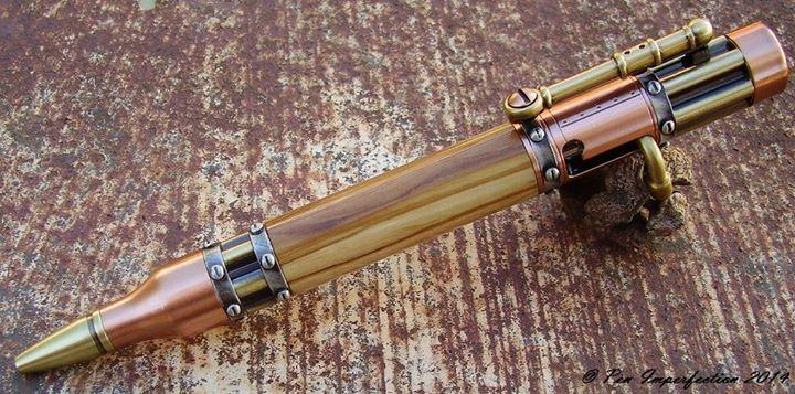 Steampunk Bolt Action Pen in Olive