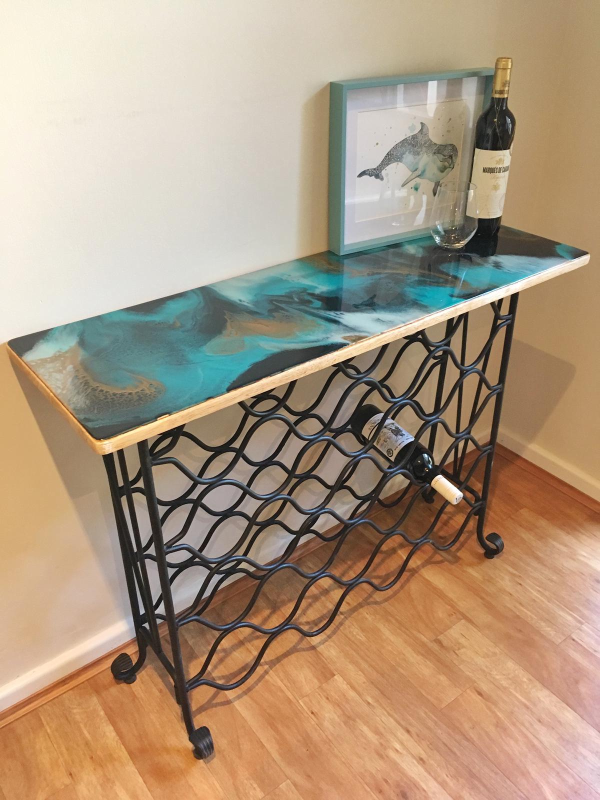 Resin Art Wine Rack in Peacock