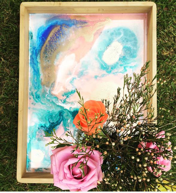 Serving Tray Pinks and Blues