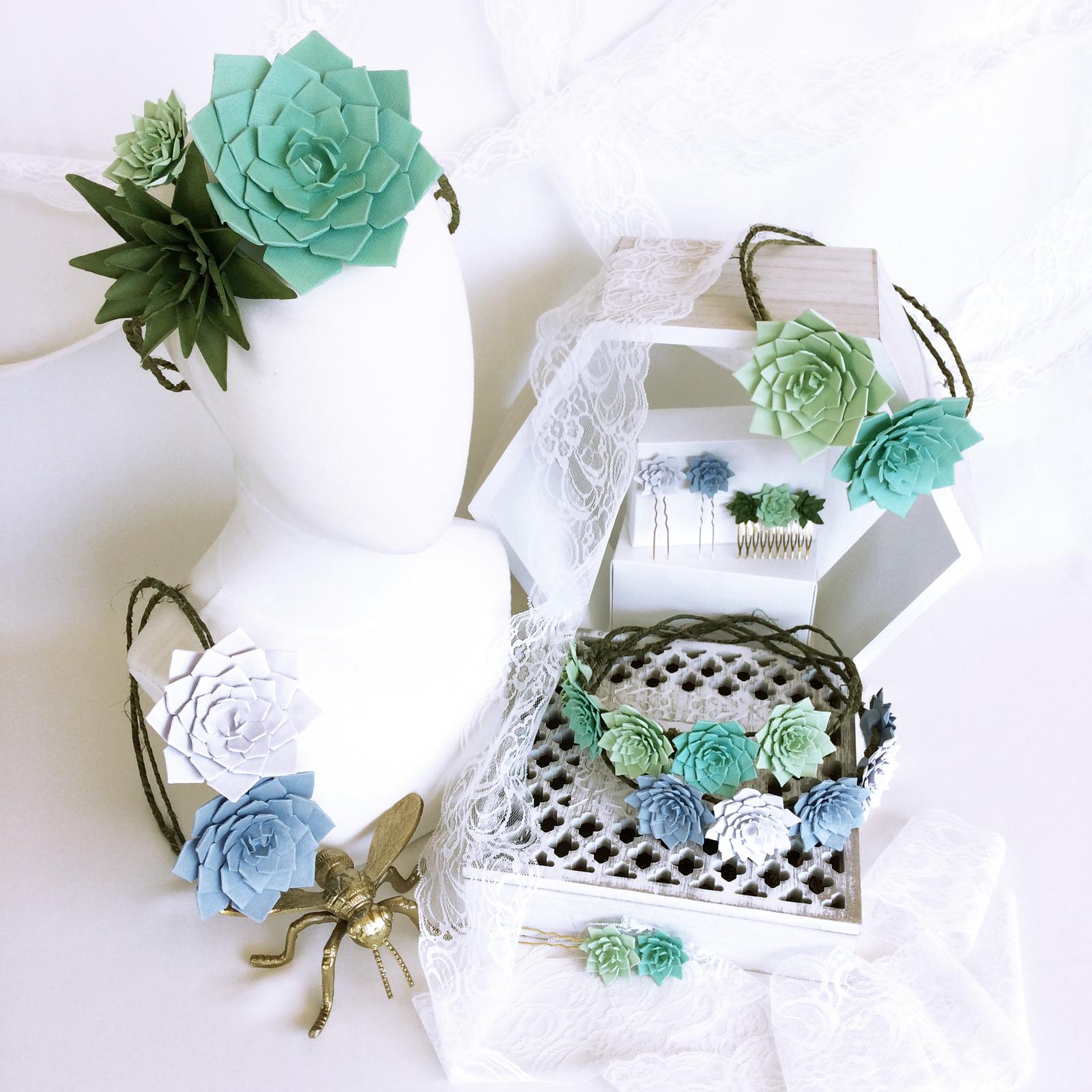 Paper Flower Succulent Range Hair Accessories, Phantom Rose Artistry