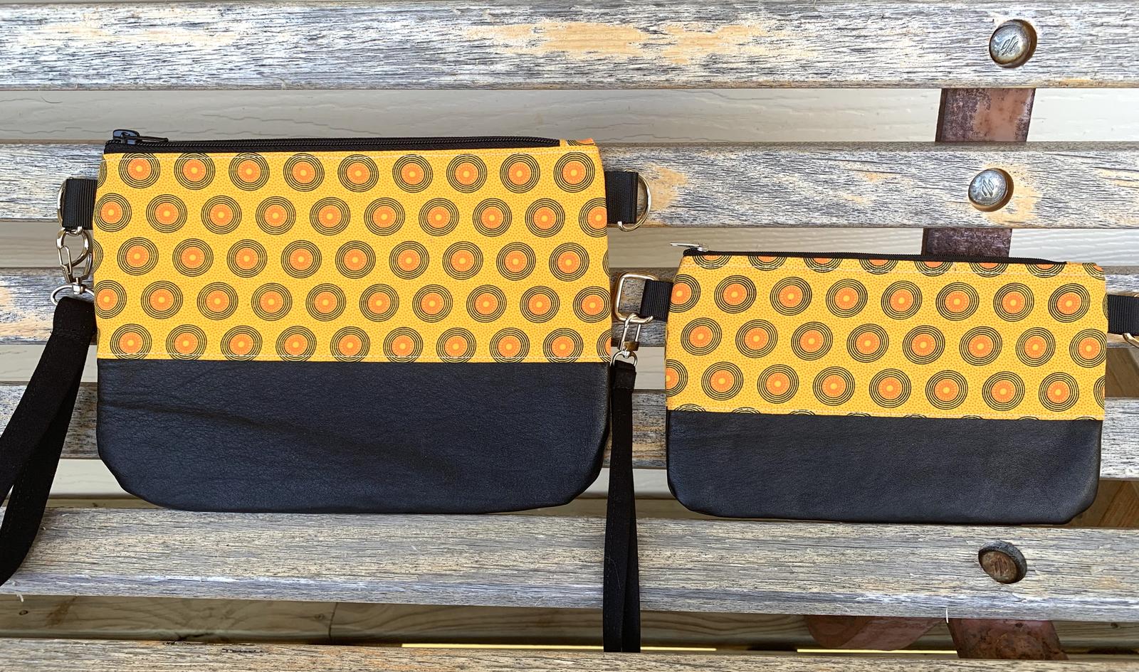 Crossbody Clutches - Upcycled Leather, Shweshwe Cotton