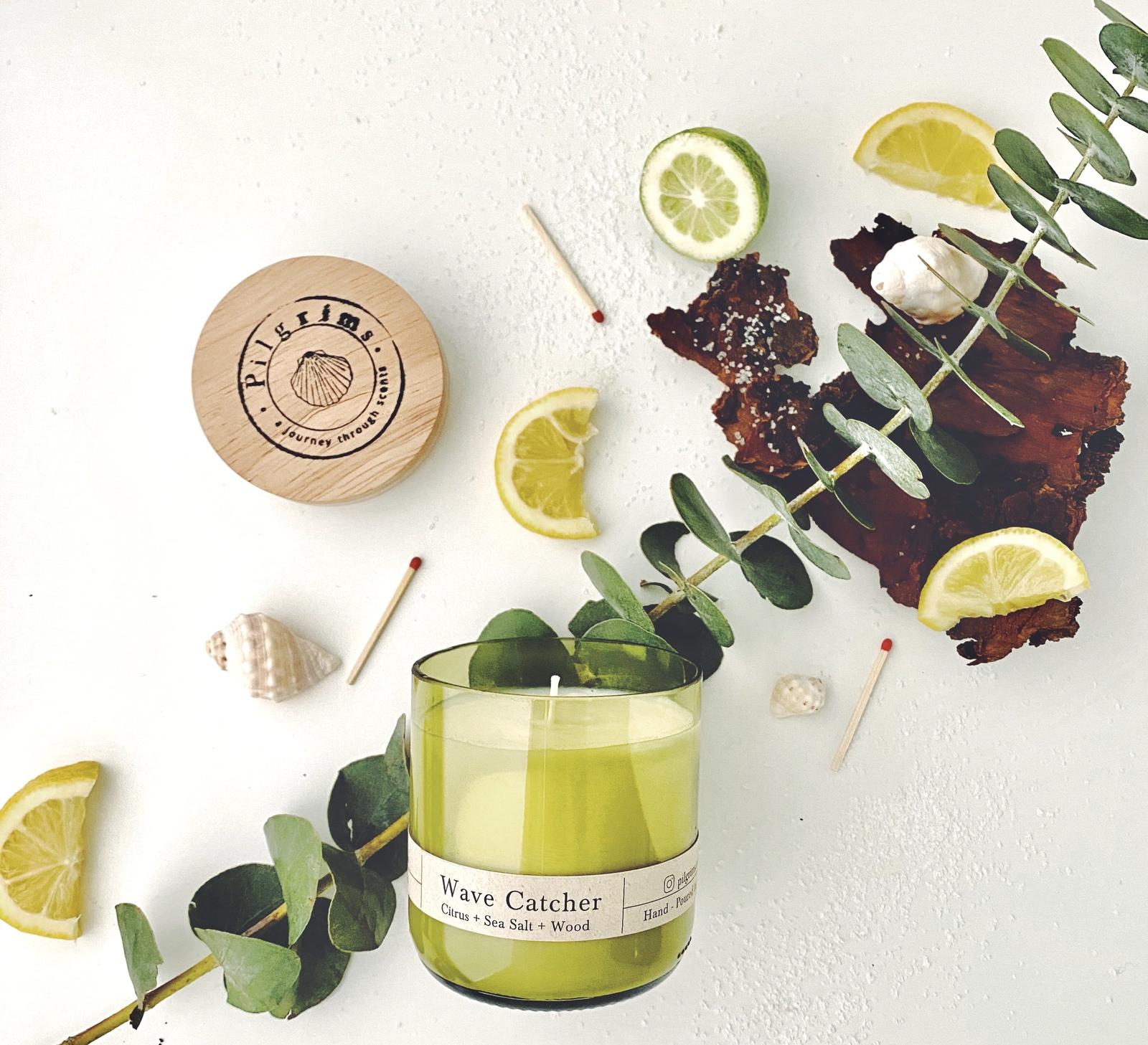 Sustainable Soy Candles in recycled wine bottles