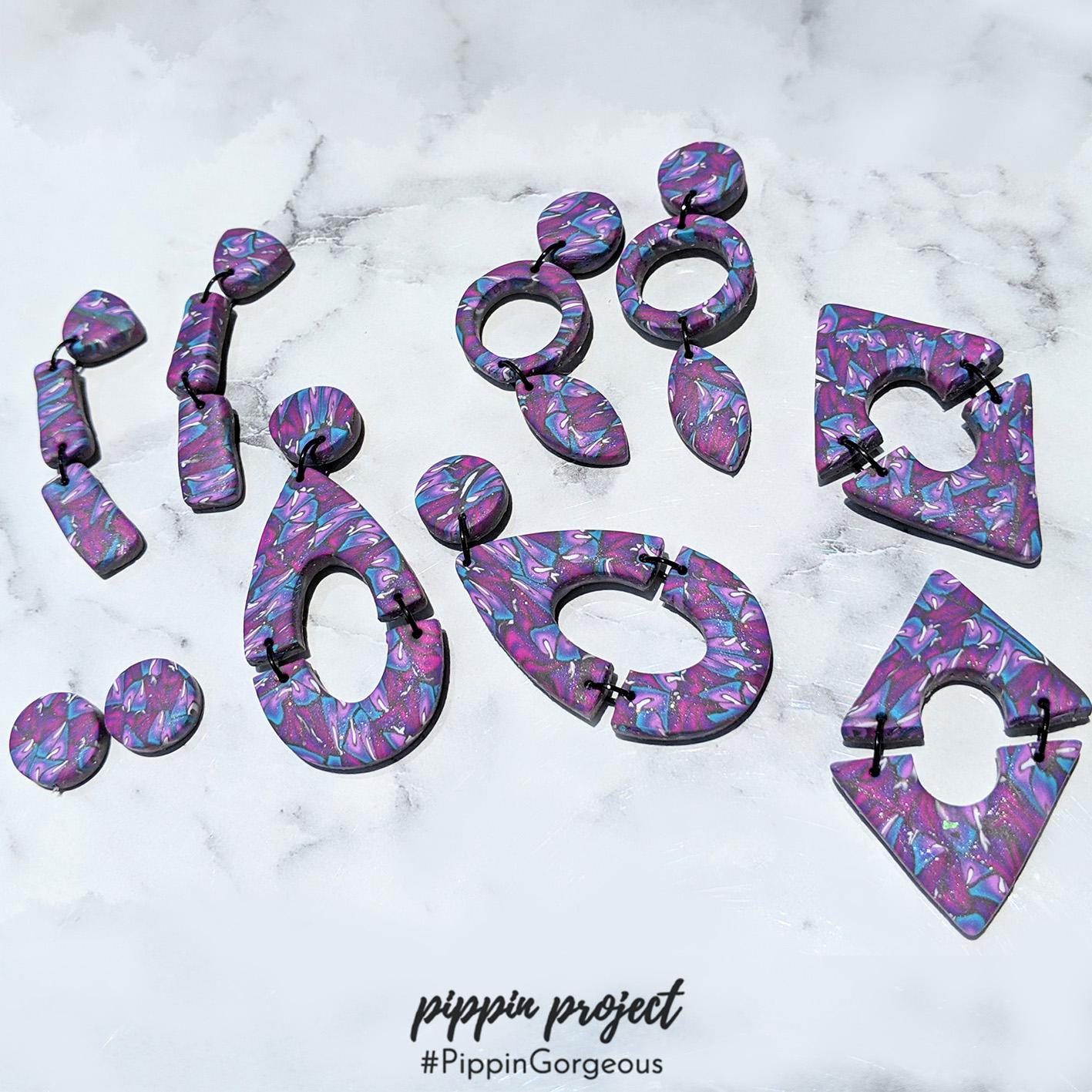 Purple Swirls Abstract Earrings