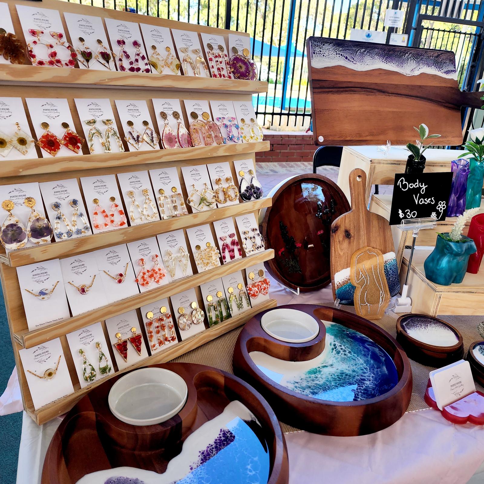 Resin earrings and homewares