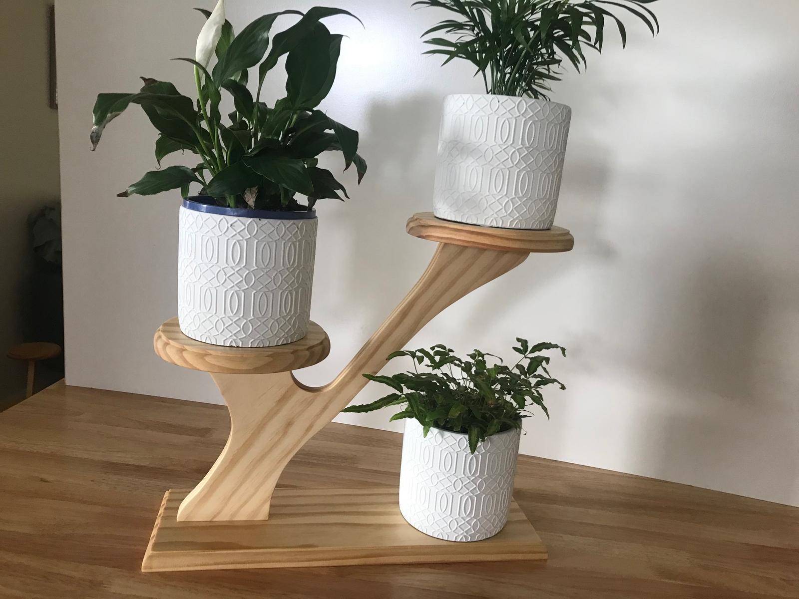 Wooden plants, cakes and foods stands, shelves and multifunctional pieces