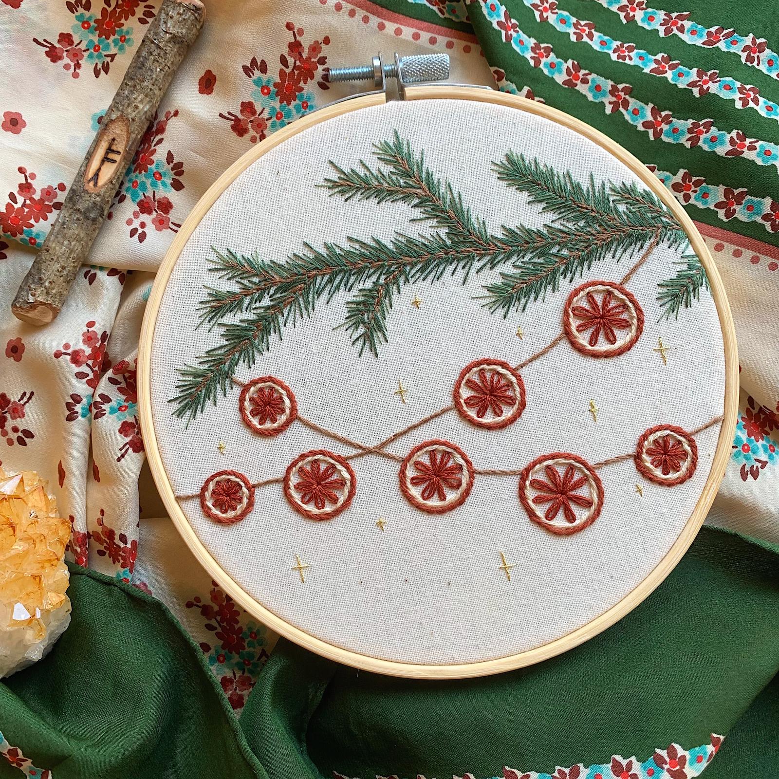 Orange Garland Embroidery Kit