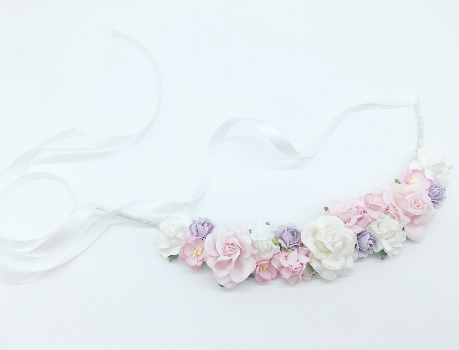 Soft pinks and purple flower crown
