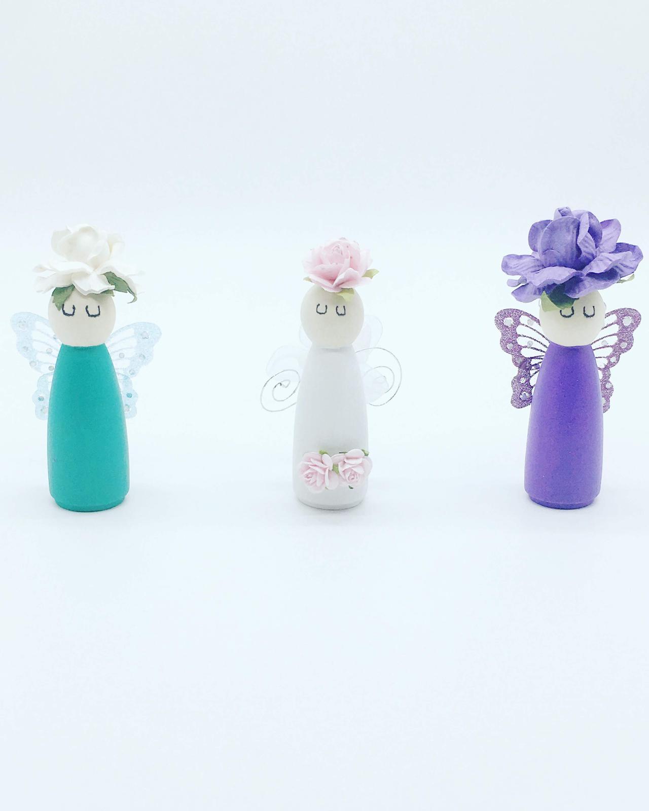 Set of 3 peg doll fairies