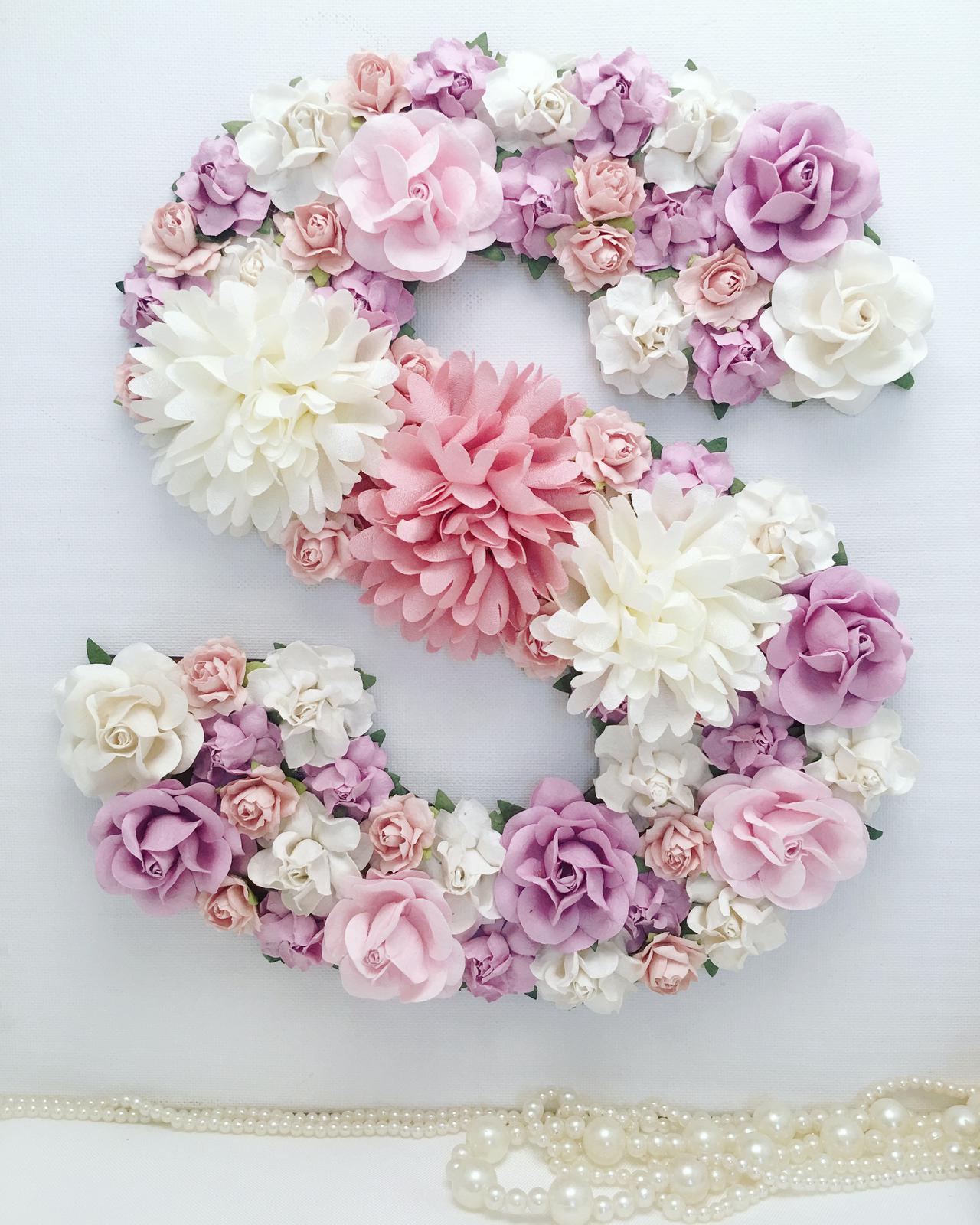 MDF wood with soft purple pink and white flowers