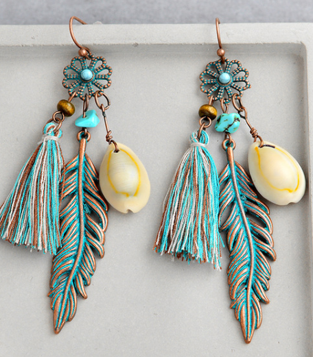 Handmade Boho Shell & Copper Earrings