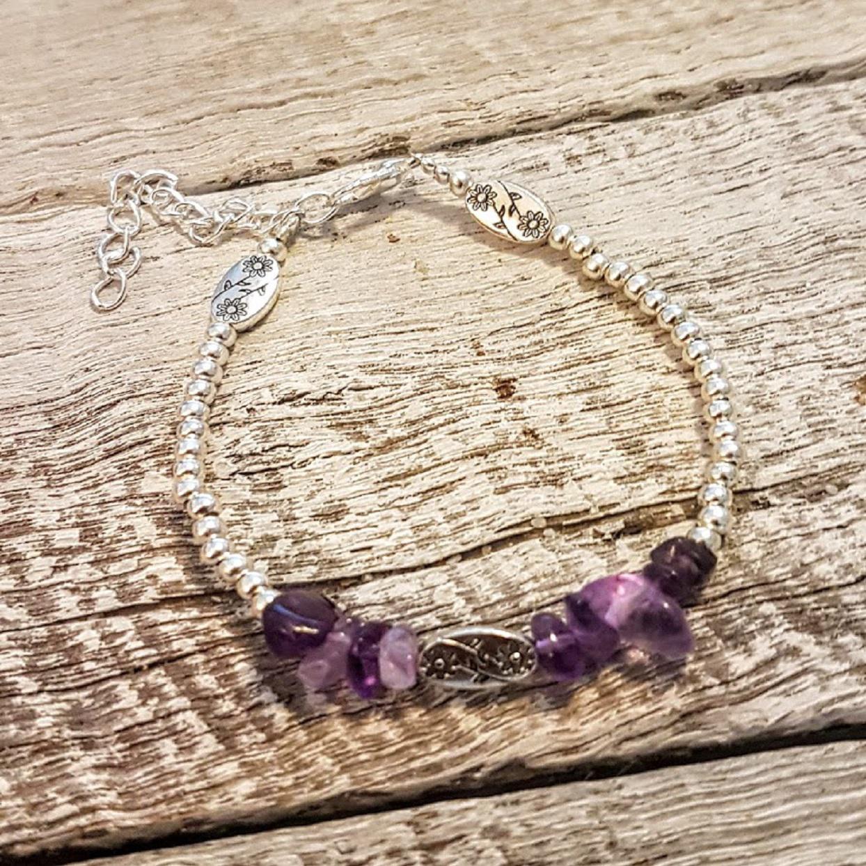 Handmade Silver & Amethyst Bracelet