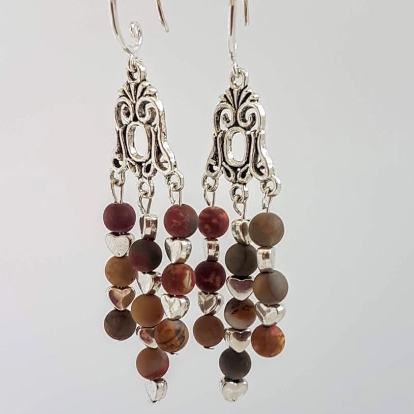 African Amazonite Stone Handmade Pendant Earrings