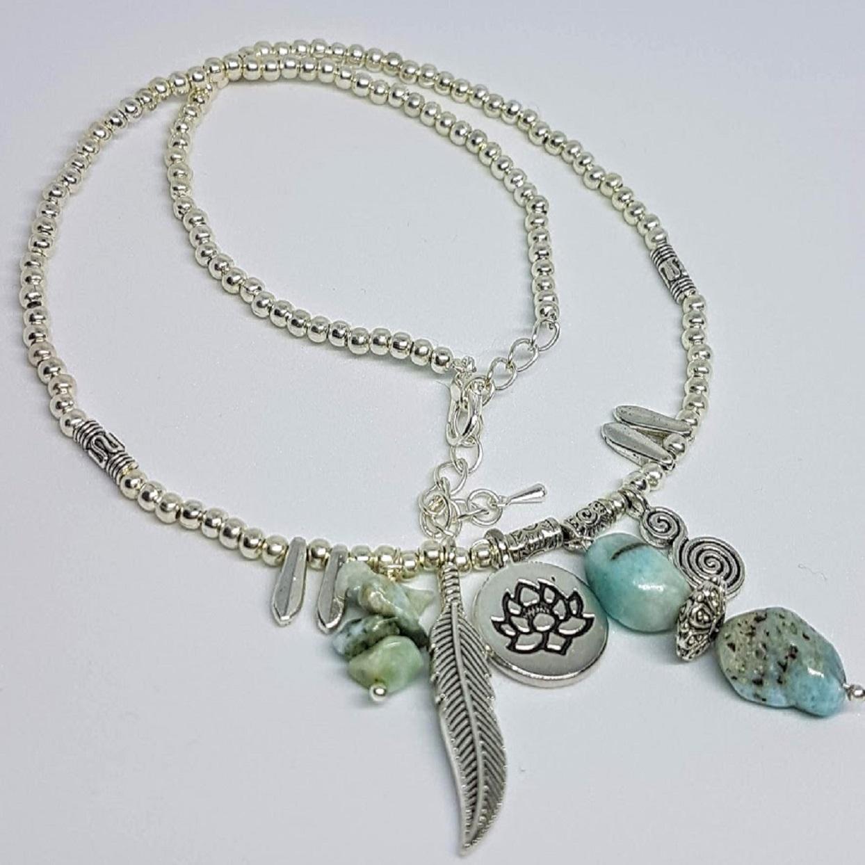 Handmade Larimar charm necklace