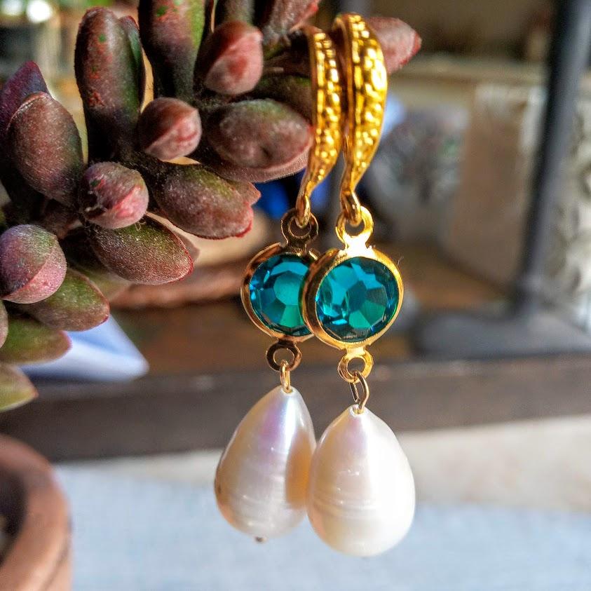Baroque large Pearl & Crystal Earring
