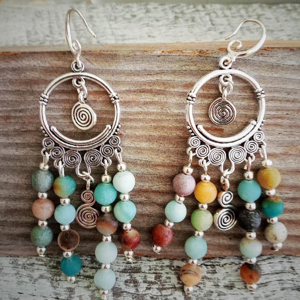 Amazonite Chakra Stone Handmade Earrings
