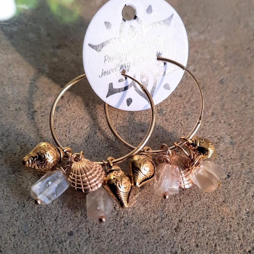 Citrine Hilltribe 925 / Gold Plated Handmade Hoop Earrings