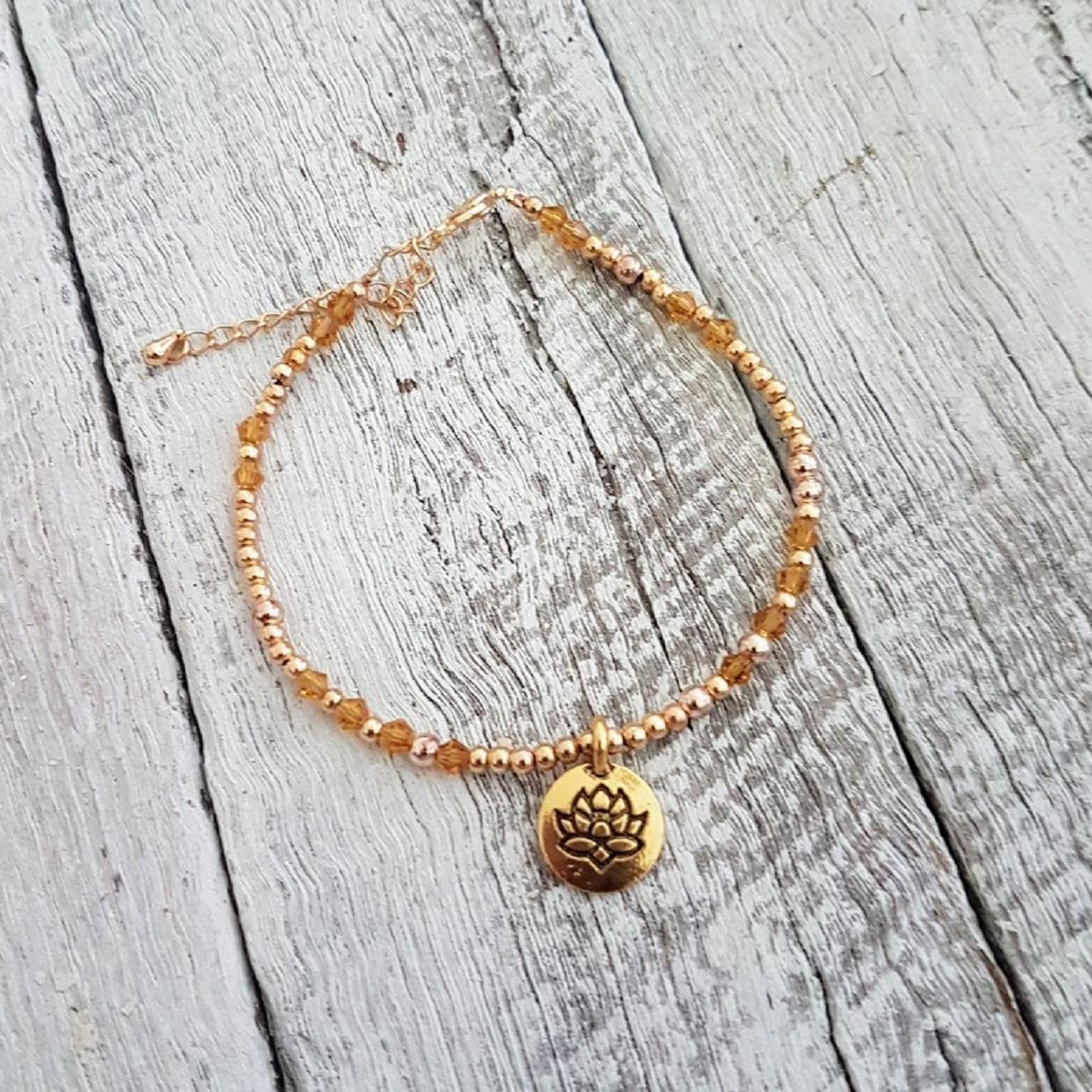 Handmade Citrine & Gold Anklet