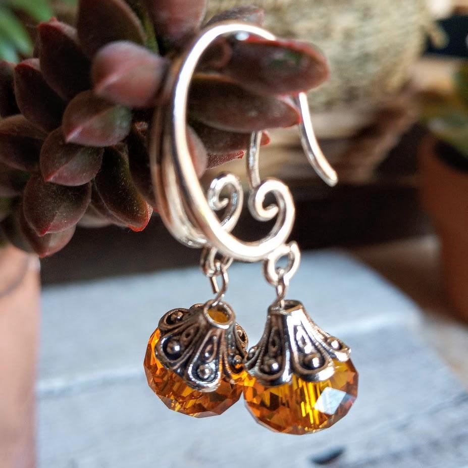 Amber Swarovski Crystal Drops