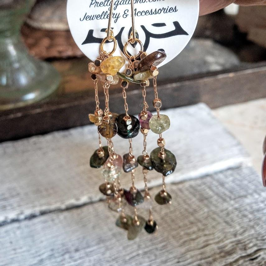 A range of Rainbow Gemstone Drop Earrings