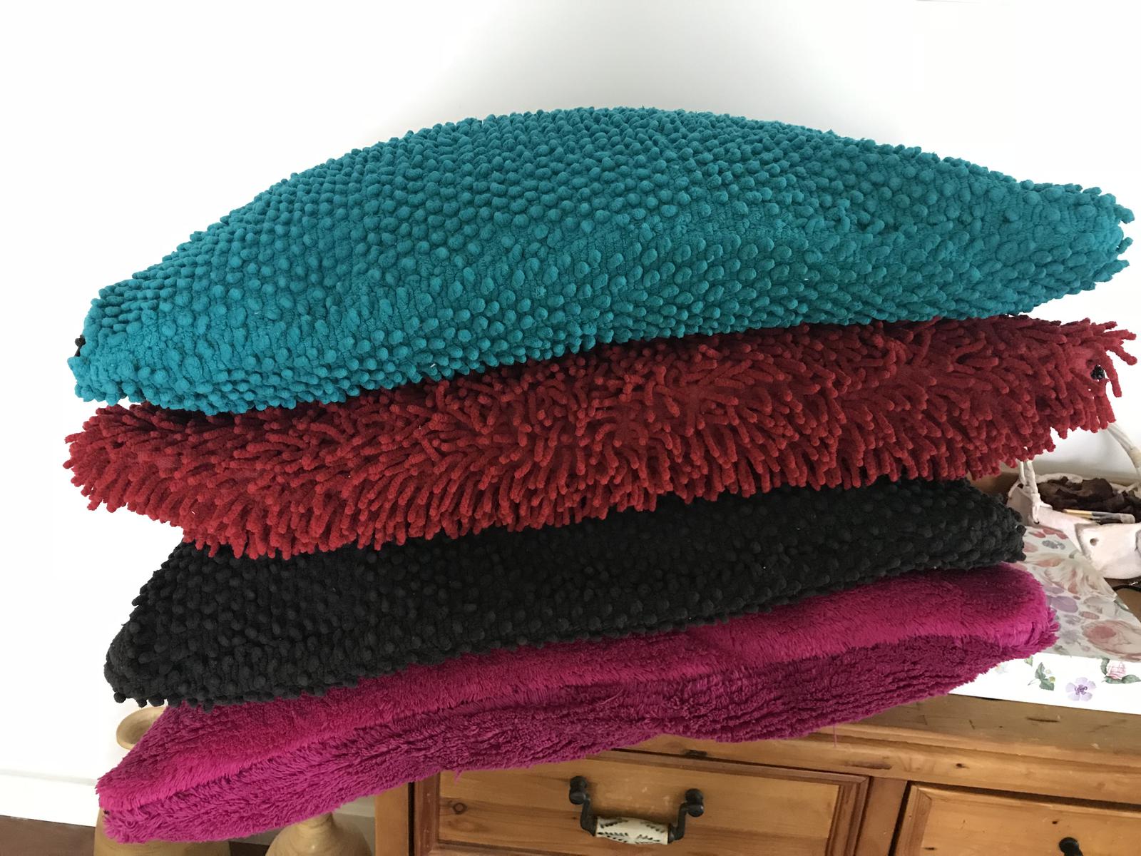 Our colorful, fully machine washable pet beds..who needs Beige!