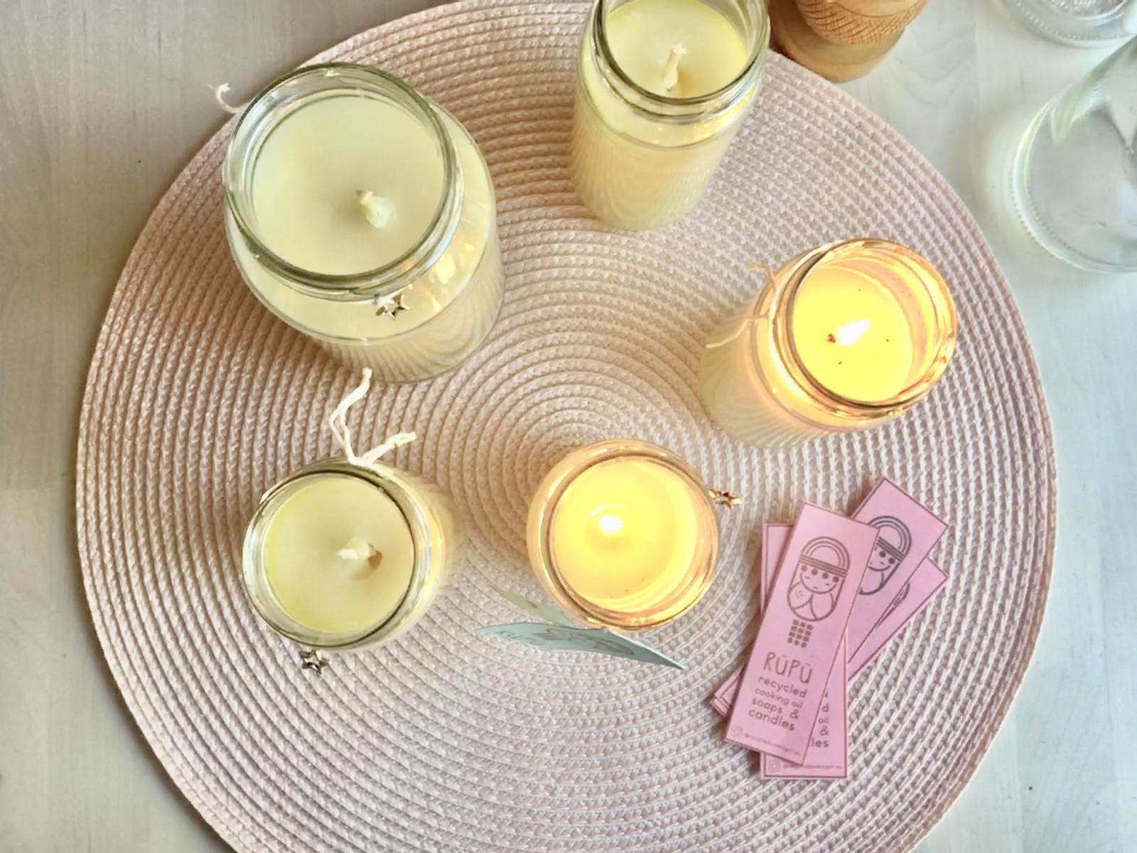 Recycled cooking oil candles