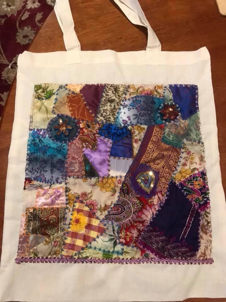 Altered silk shopping bags